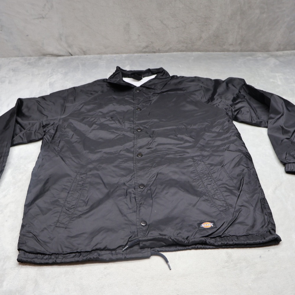 Dickies Coach Jacket Mens‎ Small Black Lightweight Snap Front Wind Rain Outdoor